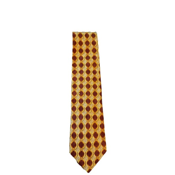 Ermenegildo Zenga Men’s Gold Rust Printed 100% Silk Tie 4” x 58” Italian EUC - Picture 1 of 7